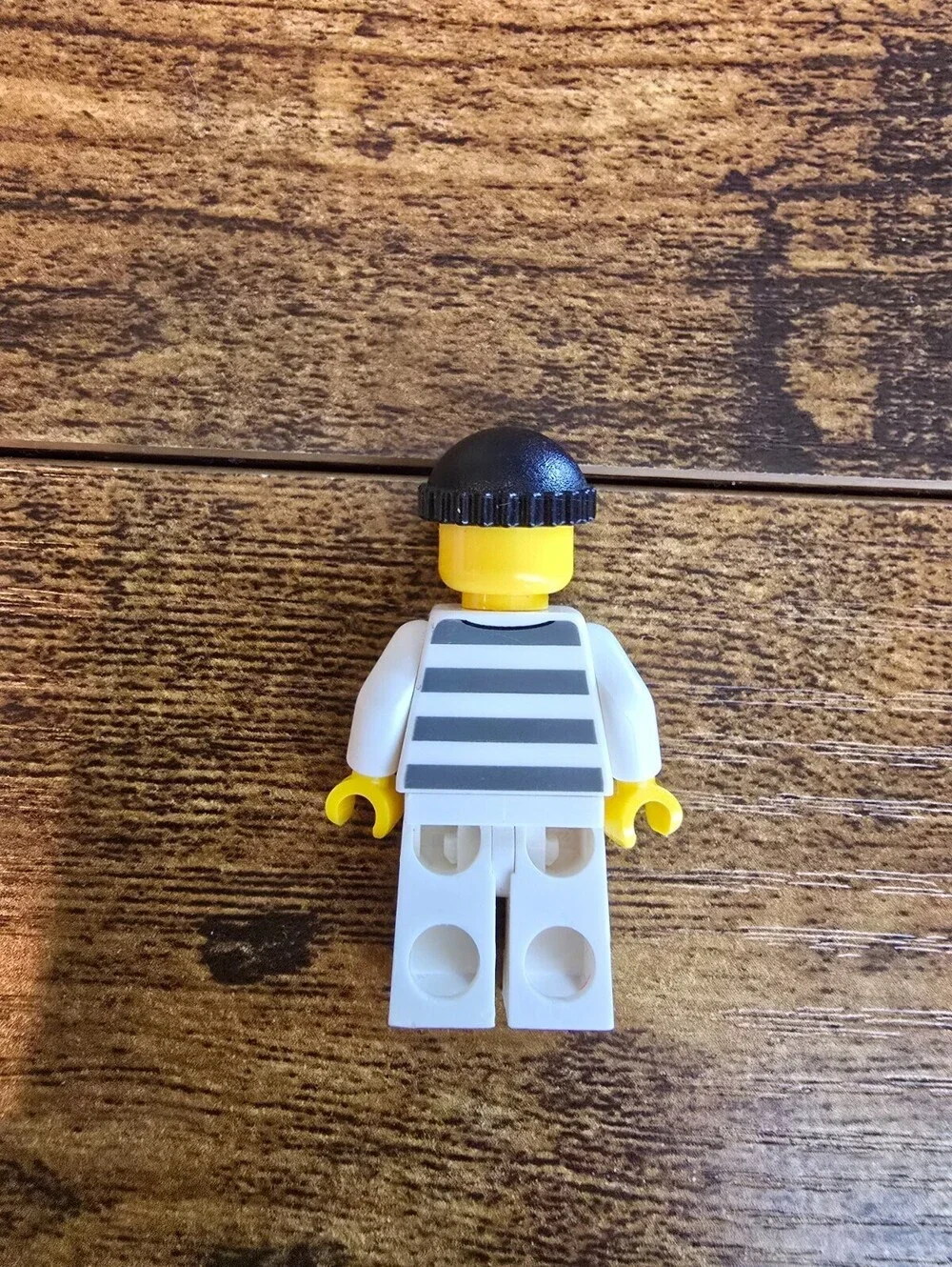 LEGO Police - Jail Prisoner - Prison Stripes, Stubble & Knit Cap - Mini Figure